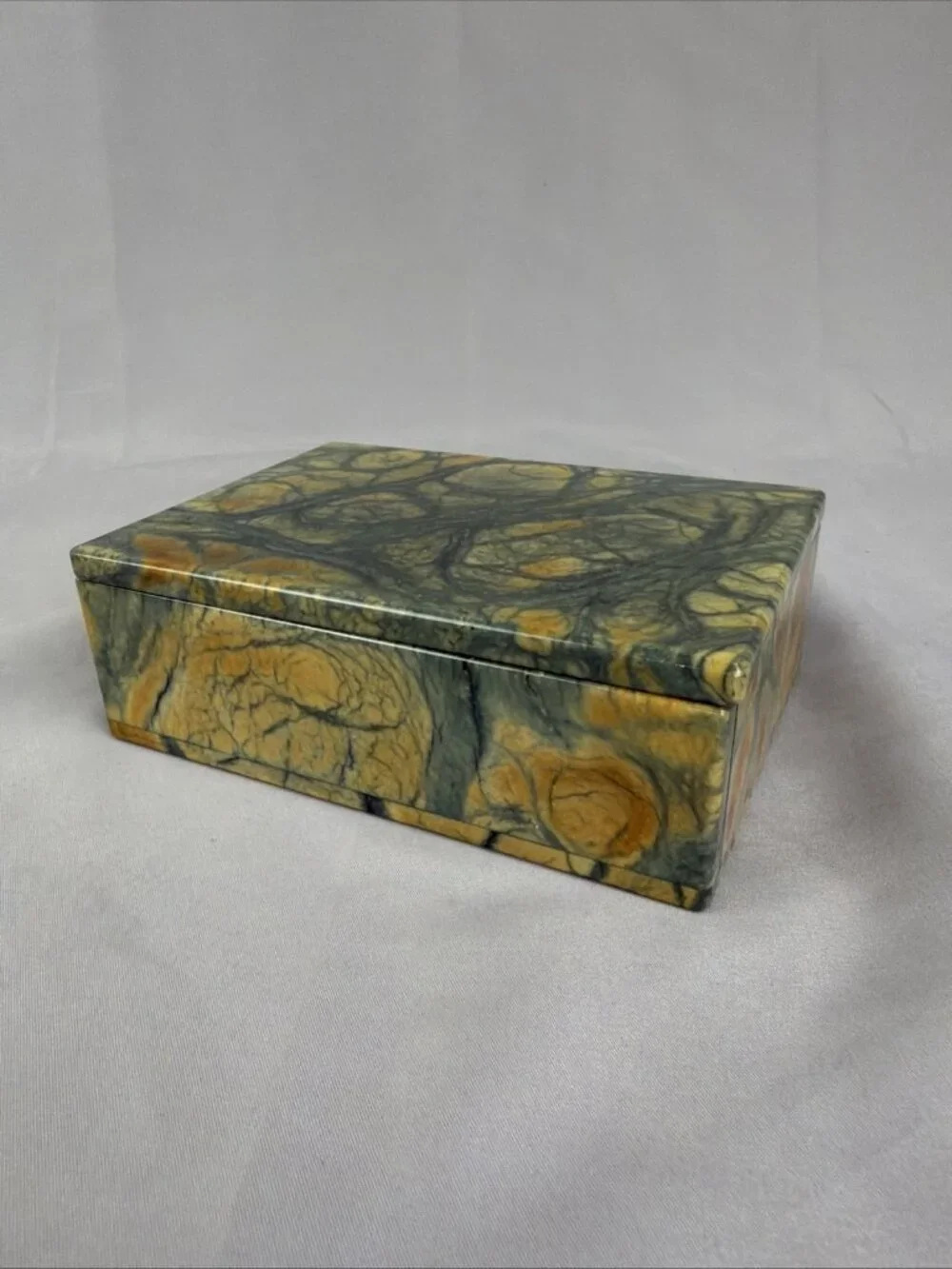 Marbel Stone Playing Card Box 2 Decks Case Trinket 4.5